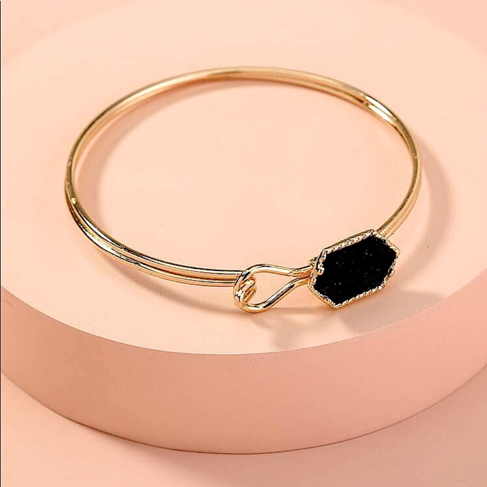 Black Geode Bangle Bracelet